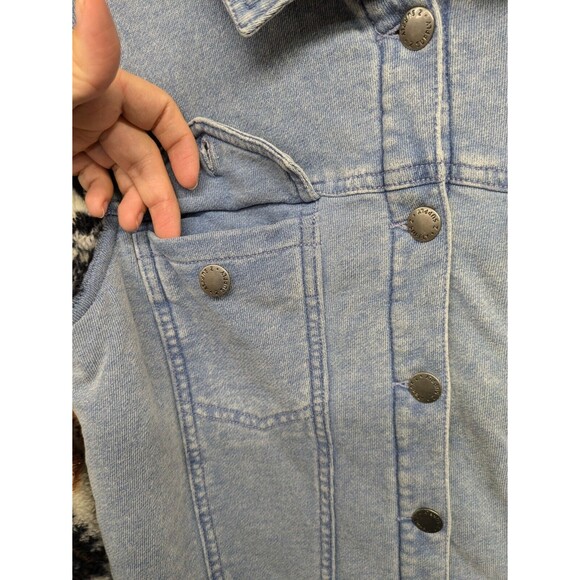 Z Supply Women's Gia All Day Knit Denim Fleece Aztec Shirt Jacket Shacket Small - Picture 5 of 11